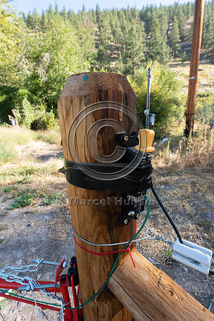 Installing electric fence and gates at a melon field to keep bla