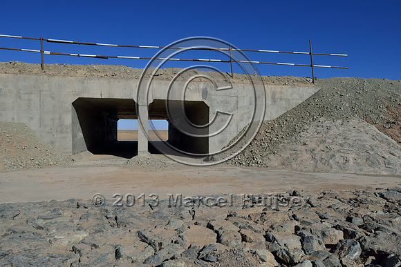 Divided culverts under road between Oyu Tolgoi and Gashuun Suhayt, Ömnögovi, Mongolia