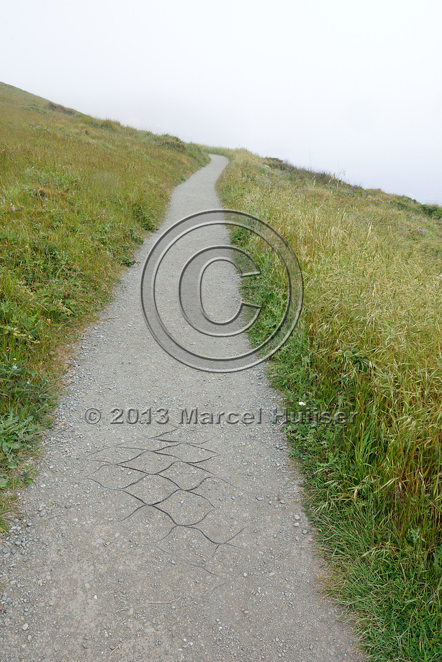 Gravel stabilizer mat to reduce erosion and trail maintenance, Point Reyes National Seashore, California, USA