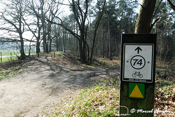 Bicycle route sign, Weerterbos, Maarheze, The Netherlands