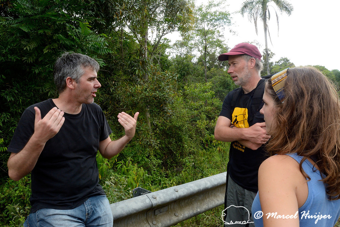 Road ecology researchers in the field. Andreas Kindel, Marcel Huijser, and Fernanda Zimmermann Teixeira, Rio Grande do Sul, Brazil