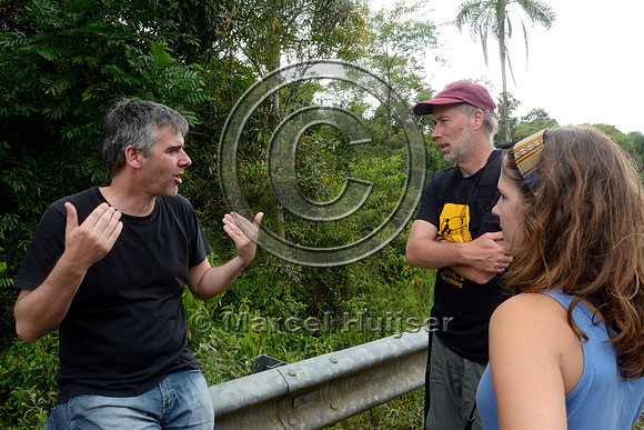 Road ecology researchers in the field. Andreas Kindel, Marcel Huijser, and Fernanda Zimmermann Teixeira, Rio Grande do Sul, Brazil
