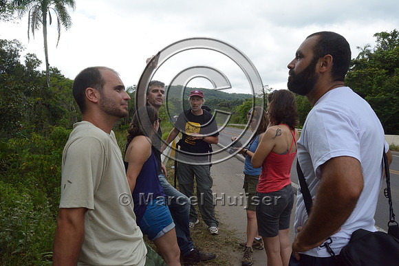 Road ecology researchers in the field. From left to right Igor Pfeifer Coelho, Júlia Beduschi, Andreas Kindel, Fernanda Zimmermann Teixeira, Paula Pinheiro, and Diogenes Borges Machado, RS-486, Reserv
