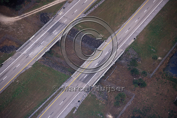 Wildlife underpass for Florida panthers (Puma concolor coryi) in 1998, I-75, Florida, USA