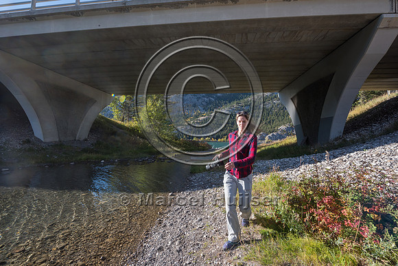 Fernanda Abra at wildlife underpass for bighorn sheep (Ovis cana