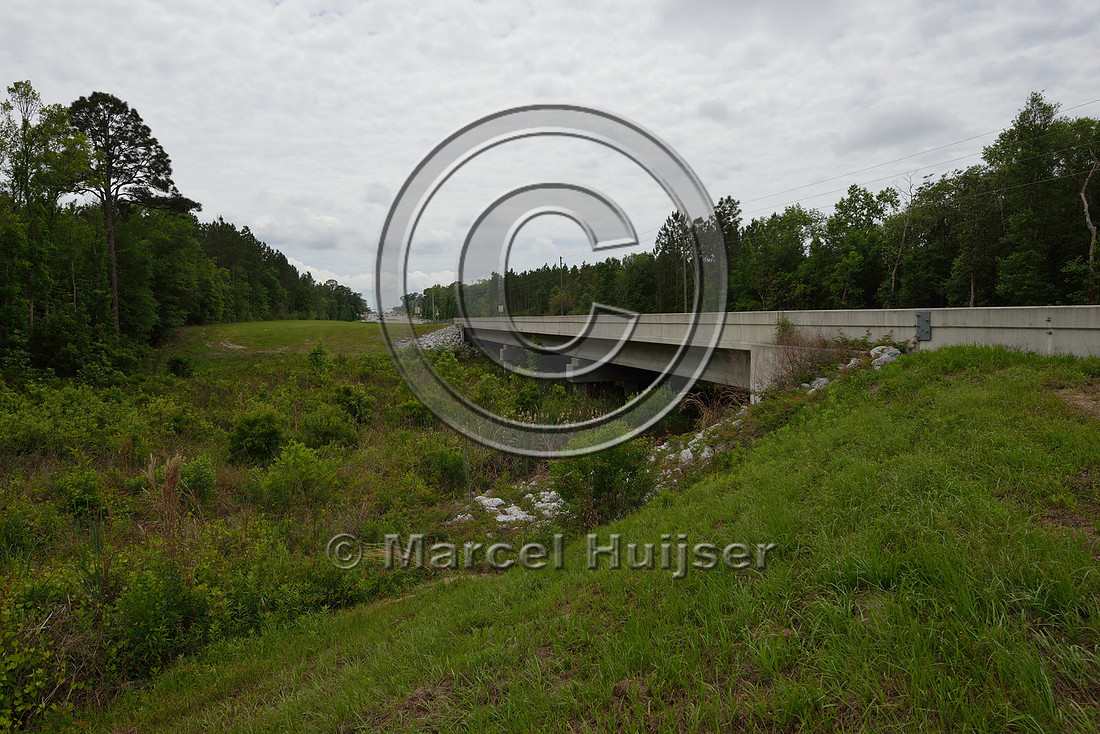 Multifunctional underpass (about 56 m wide for water and wildlife), Hwy 331/83 near Freeport, Florida, USA