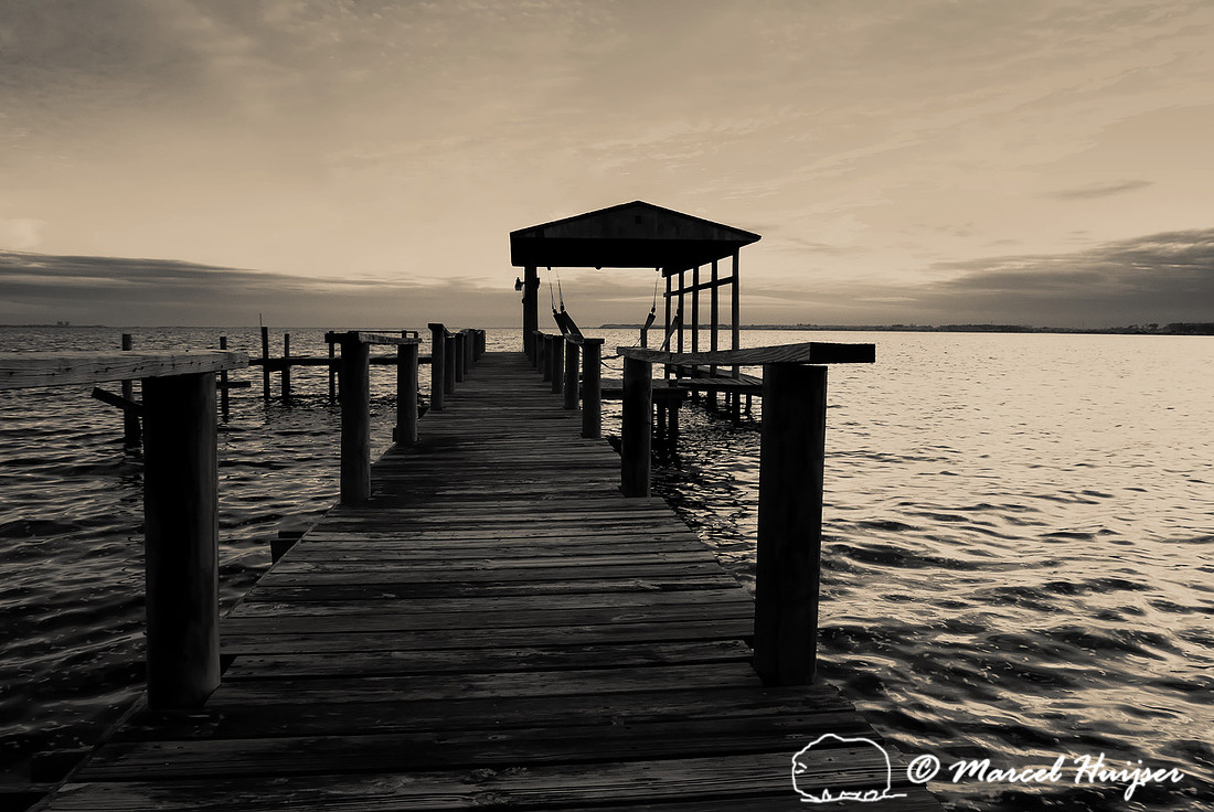 Dock on Choctawhatchee Bay, Florida, USA