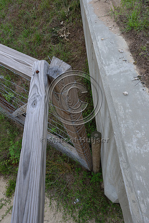 Tight connection (no gap) between last fence post and wall of the wildlife underpass, Hwy 331, Hwy 83 near Freeport, Florida, USA