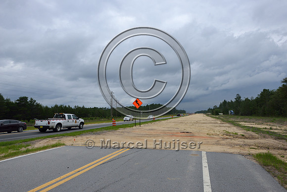 Construction for highway widening (4 lanes to 2 lanes), Hwy 331, Hwy 83 near Freeport, Florida, USA