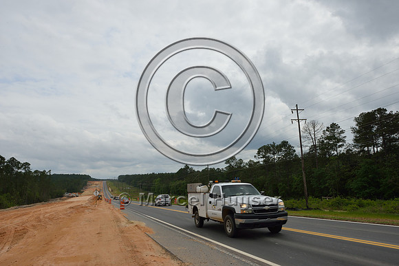 Construction for highway widening (4 lanes to 2 lanes), Hwy 331, Hwy 83 near Freeport, Florida, USA