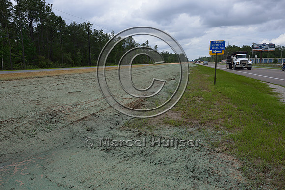 Hydro-seeding to reduce erosion associated with highway widening, Hwy 331, Hwy 83 near Freeport, Florida, USA