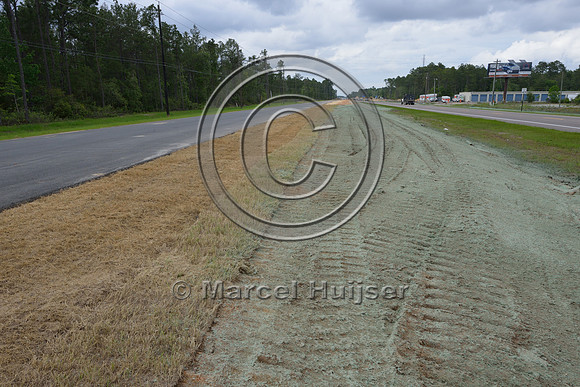 Hydro-seeding to reduce erosion associated with highway widening, Hwy 331, Hwy 83 near Freeport, Florida, USA