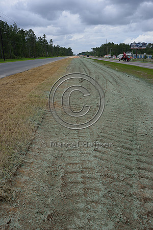 Hydro-seeding to reduce erosion associated with highway widening, Hwy 331, Hwy 83 near Freeport, Florida, USA