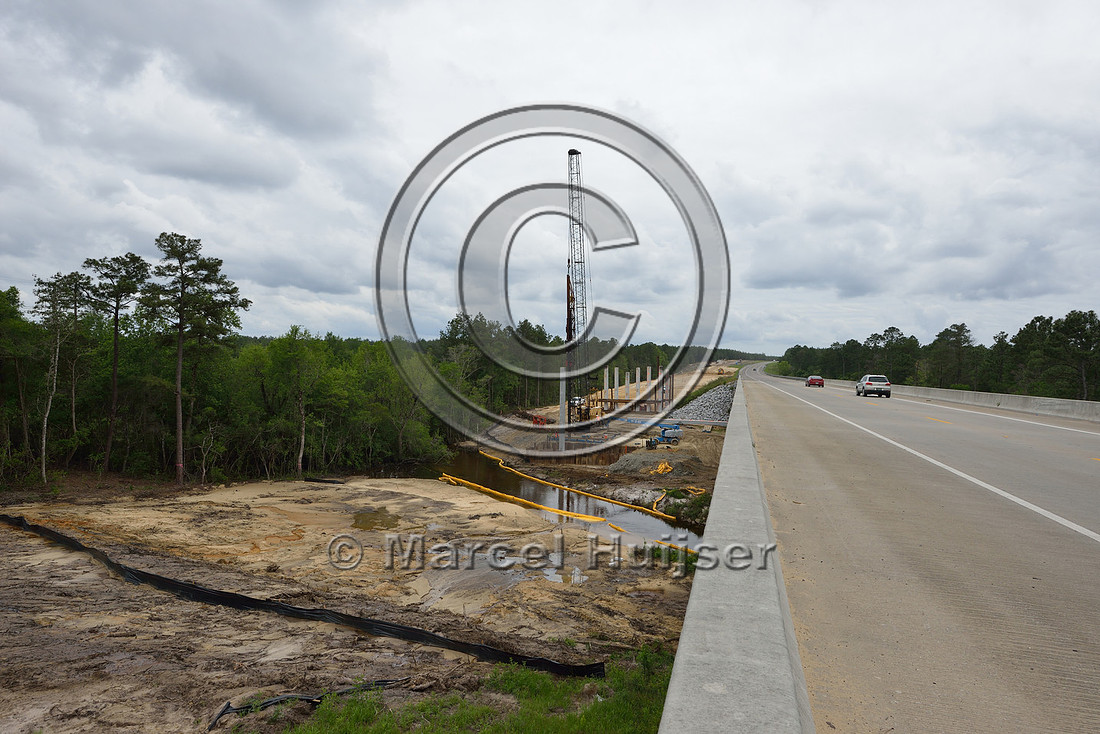 Construction of new bridge in association with highway widening (4 lanes to 2 lanes), Hwy 331, Hwy 83 near Freeport, Florida, USA
