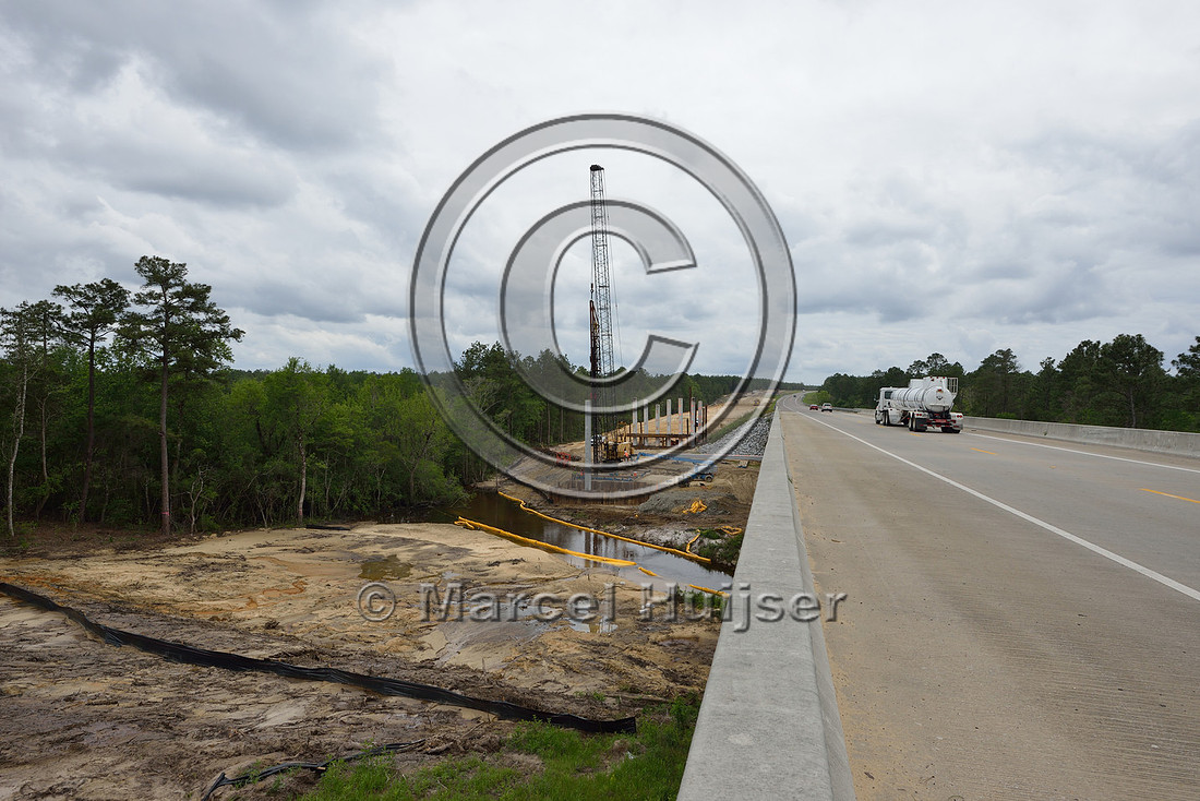 Construction of new bridge in association with highway widening (4 lanes to 2 lanes), Hwy 331, Hwy 83 near Freeport, Florida, USA