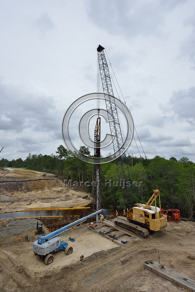 Construction of new bridge in association with highway widening (4 lanes to 2 lanes), Hwy 331, Hwy 83 near Freeport, Florida, USA