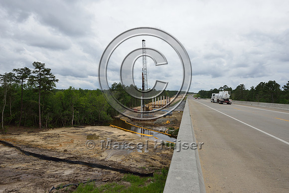 Construction of new bridge in association with highway widening (4 lanes to 2 lanes), Hwy 331, Hwy 83 near Freeport, Florida, USA