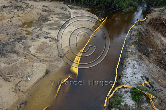 Erosion control at stream at construction of new bridge in association with highway widening (4 lanes to 2 lanes), Hwy 331, Hwy 83 near Freeport, Florida, USA