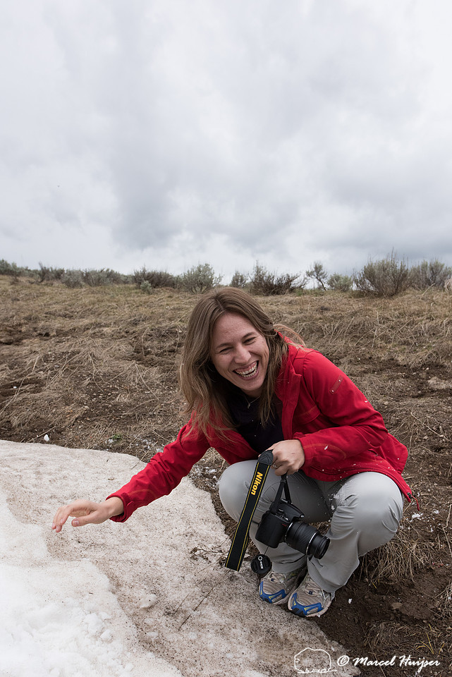 Debora Rother (Brazil) experiences snow for the first time, Wyom