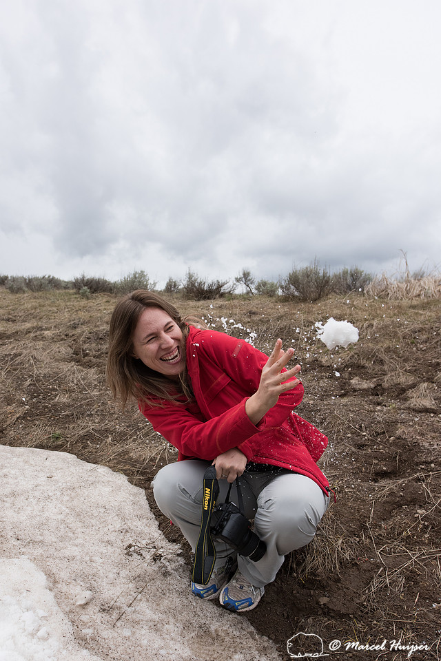 Debora Rother (Brazil) experiences snow for the first time, Wyom