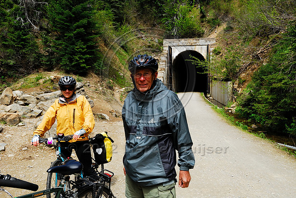 Route of the Hiawatha bicycle trail (abandoned railroad bed converted to trail system), near Lookout Pass, Idaho, USA