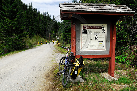 Route of the Hiawatha bicycle trail (abandoned railroad bed converted to trail system), near Lookout Pass, Idaho, USA