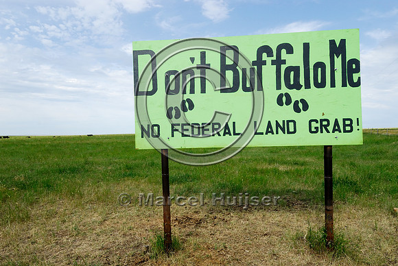 Don't buffalo me, no federal land grab, near Sun Prairie, Montana, USA