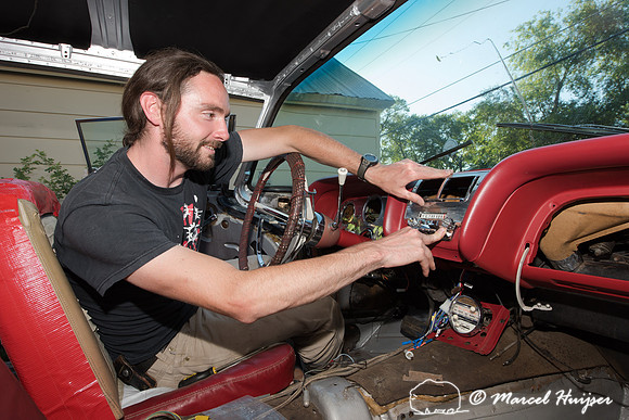 Daniel McCue in the process of restoring his 1959 Ford Thunderbi