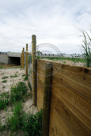 Wildlife fence and jump-out associated with an underpass, near Havre, Montana, USA