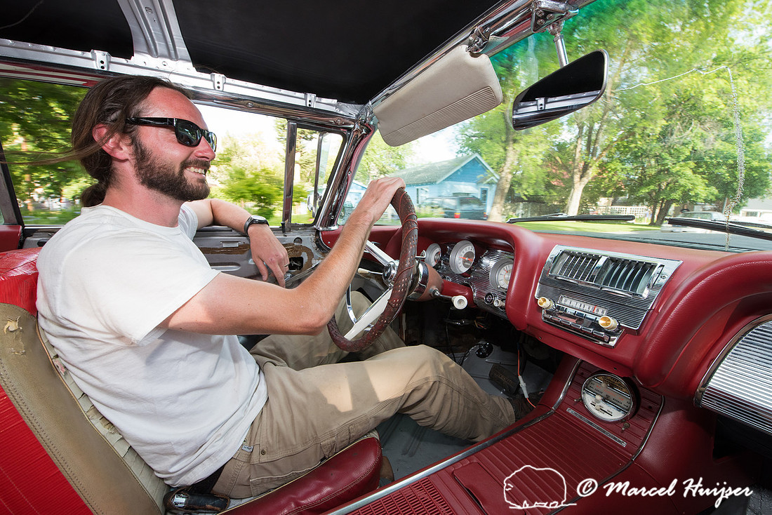 Daniel McCue in the process of restoring his 1959 Ford Thunderbi