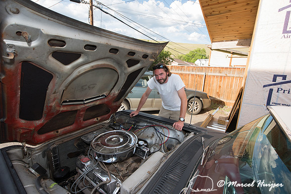 Daniel McCue in the process of restoring his 1959 Ford Thunderbi
