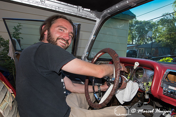 Daniel McCue in the process of restoring his 1959 Ford Thunderbi