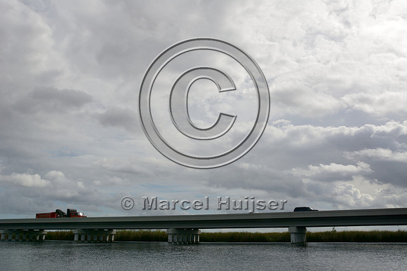 A long bridge (1 mi, 1.6 km) elevating the Tamiami Trail (US Hwy 41) allowing for restoration of sheet flow in the Everglades, Florida, USA