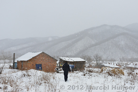Walking back to the farm, Jilin Province, China
