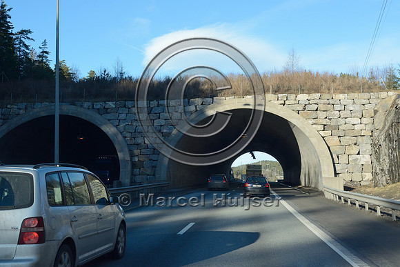 Wildlife overpass (about  75 m wide), E6 motorway, near Sofiemyr , Norway