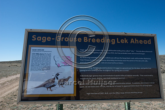 Sign, sage-grouse breeding lek ahead,  Montana, USA