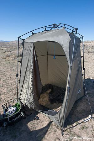 Warm shower in the field, Montana, USA