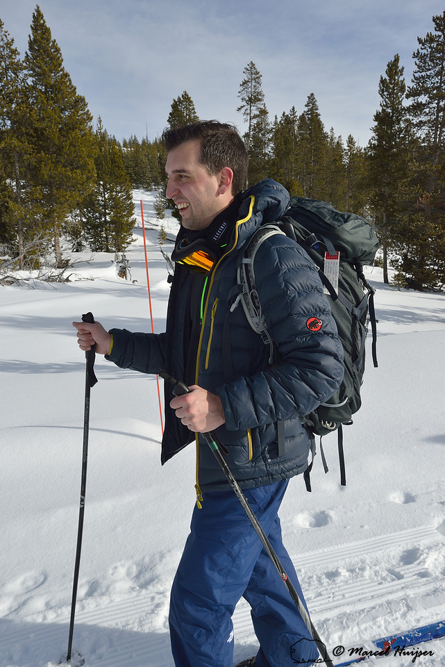 Cross-country skiers, Yellowstone National Park, Wyoming, USA