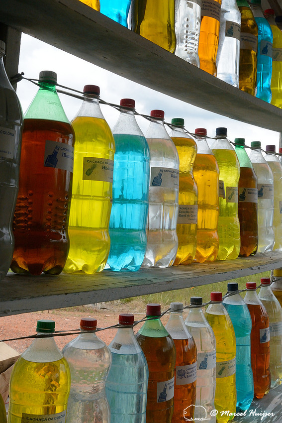 Homemade Cachaça  (made from sugarcane juice), roadside stand, Rio Grande do Sul, Brazil