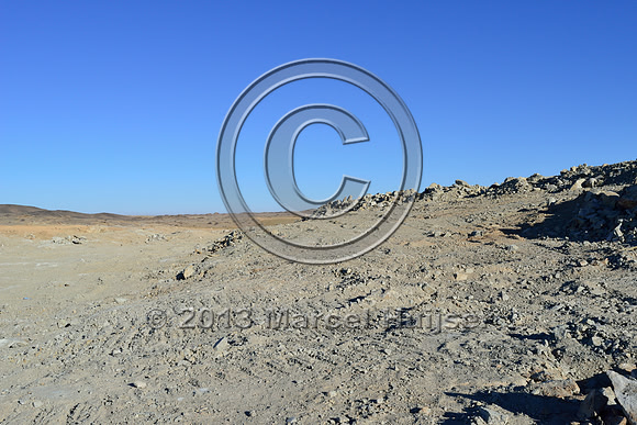 Potential location for an overpass for argali (Ovis ammon) at "crossing 2" along road from Oyu Tolgoi (mine site) to Gashuun Sukhait (border Mongolia/China), Gobi, Ömnögovi, Mongolia