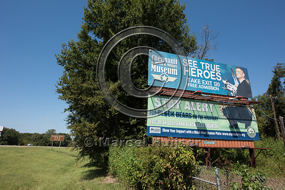 Billboard warning for collisions with Louisiana black bears, nea