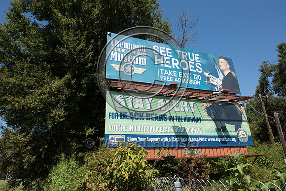 Billboard warning for collisions with Louisiana black bears, nea