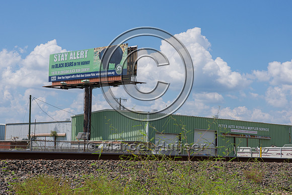Billboard warning for collisions with Louisiana black bears, nea