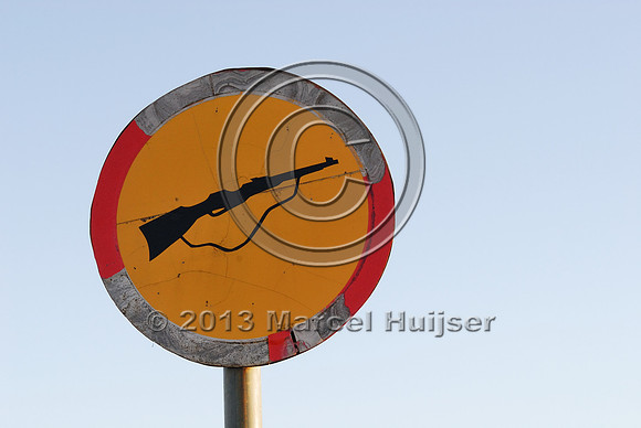 No hunting sign, Hustai Nuruu National park, Töv, Mongolia