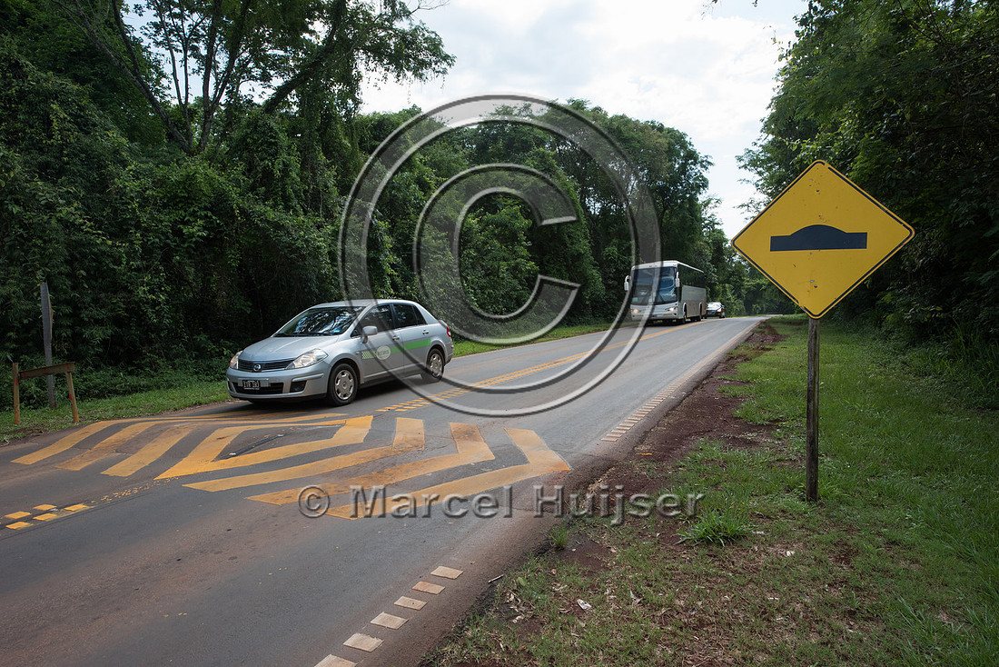 Speed bump to reduce collisions with wildlife, Puerto Iguazú,