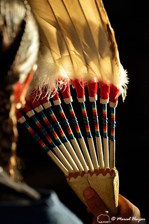 Native American woman with eagle feather fan, Pow Wow in Arlee, Flathead Indian Reservation, Montana, USA