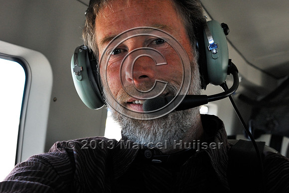 Marcel Huijser on lighthawk flight for aerial photography, US Hwy 93, Flathead Indian Reservation, Montana, USA