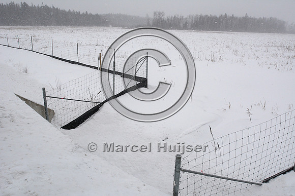 Fencing and turtle underpass, Hwy 69, Ontario, Canada
