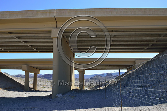 Underpass for desert bighorn sheep (Ovis canadensis nelsoni), White Rock Canyon bridge, US Hwy 93, Arizona, USA.