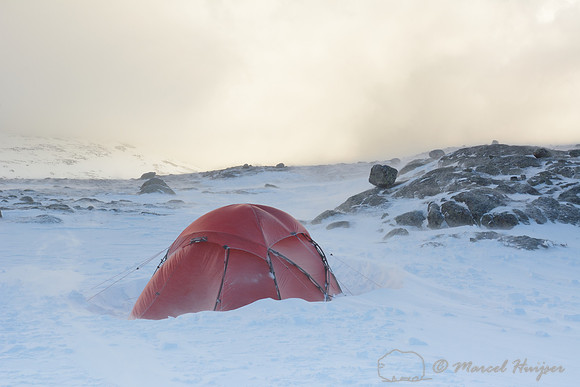 The making of the muskoxen images, Base camp, Dovrefjell National Park, Norway